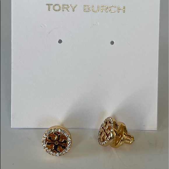 TORY BURCH * Crystal Miller Pave’ Stud Earrings - Picture 2 of 4